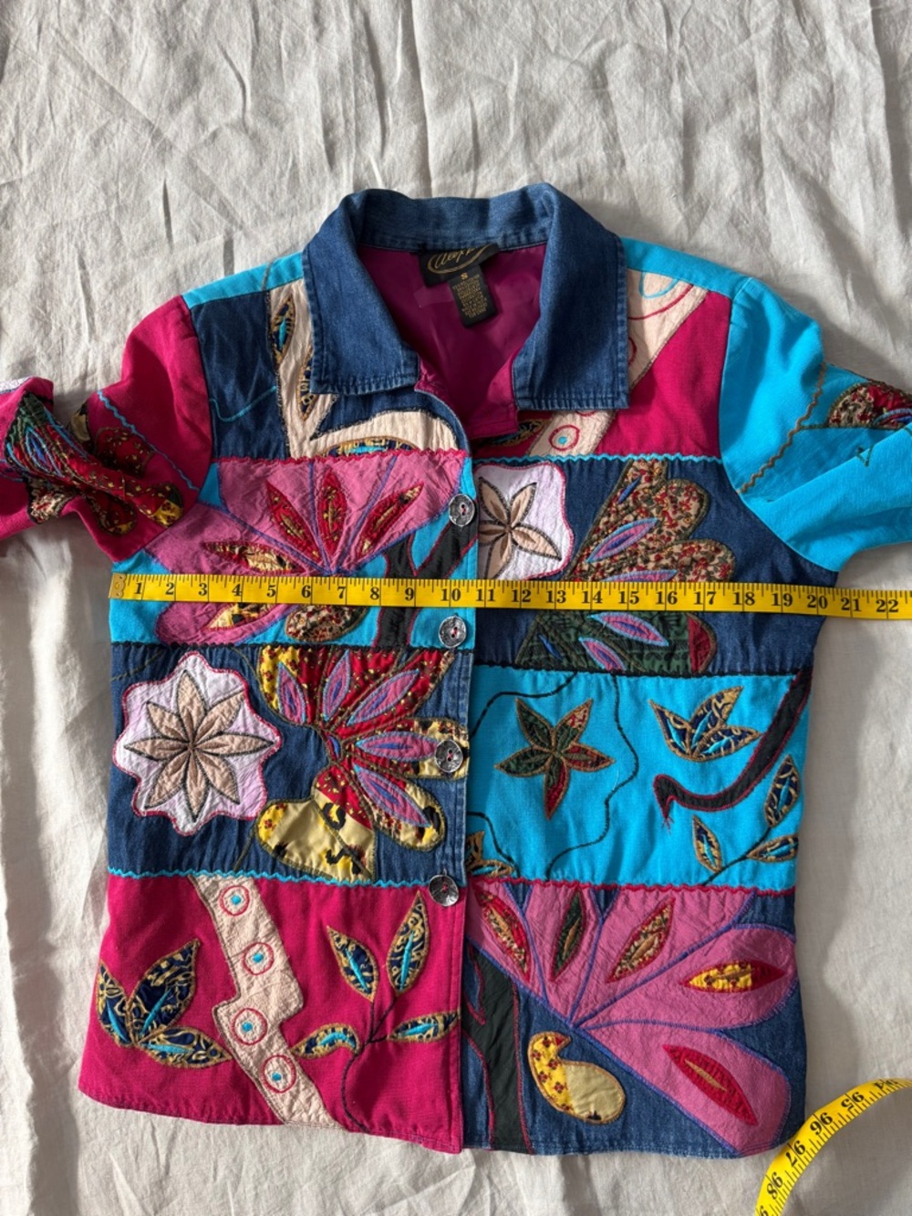Vintage patchwork embroidered mixed media Jacket small - Picture 12 of 17